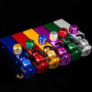 컬러풀 알루미늄 합금 금속 주사위 파티 게임 16mm 사각 코너 고퀄리티 부티크 5 개