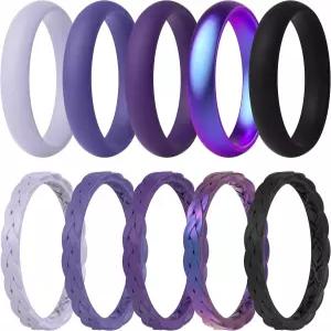 썬더핏 땋은 클래식 믹스 여성용 실리콘 링 1.8mm 두께 고무 결합 - 너비의 콤보