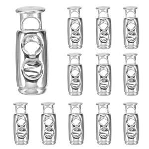 메카닉시 플라스틱 스프링 코드 잠금 이중 구멍 토글 스토퍼 탄성 코드 조절기 패스너 슬라이더 드로스트링 신발끈 파라코드 가방 의류 DIY 프로젝트, 실버, 12팩