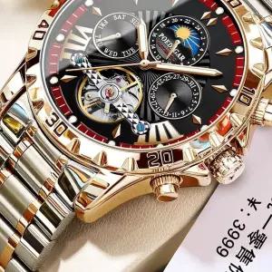 특이한 손목 시계 링 1. 블랙 방수 로즈 시게 1410 레드 고급 남성용 스위스