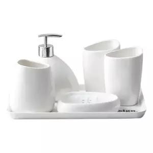 ( )세미락 욕실 도자기 디스펜서 5종 세트 형 욕실디 세면대 소품 인테리어 비누 홀더