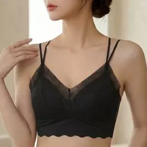 [제이앤제이컴퍼니]미미캐츠 망사 레이어 여성 노와이어 레이스 끈 브라탑 브라렛 MC13101