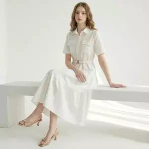[신세계라이브쇼핑][인베스트] 셔츠 핏 티어드 벨티드 롱 원피스_IN6M1OP3591