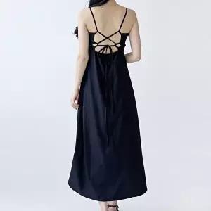 휴양지 해외 여행 패션 끈나시 원피스 블랙 롱원피스 (HSJ-WFFH700)