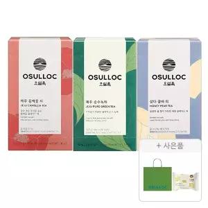 오설록 시그니처 3종 세트 60입 (제주 순수 녹차 + 제주 동백꽃 + 삼다 꿀배 티)+증정(쇼핑백, 웨하스)