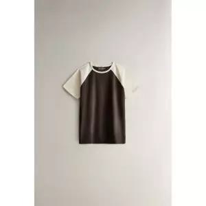 zara 자라 투톤 코튼 티셔츠 - 브라운169245