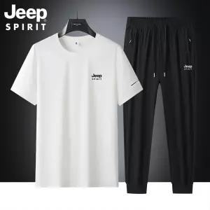 JEEP SPIRIT 남성 반팔 긴바지 세트 여름 트레이닝 운동복 캐주얼 스포츠웨어