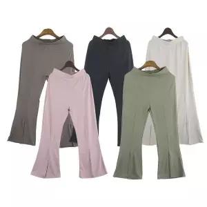 [하프클럽/]앞트임 나팔 포인트 여성 밴딩 부츠컷 팬츠 무지 바지