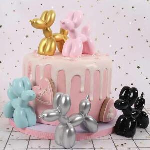 동상 조각 입상 동물 케이크 아트 전기 도금 개 북유럽 작은 미끄럼 방지 장식 생활 디저트 매트 풍선 파티