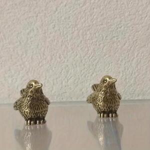 2pcs 작은 황동 참새 장식품 청동 조각 새 동상 사무실 차 세트 테이블 홈 장식