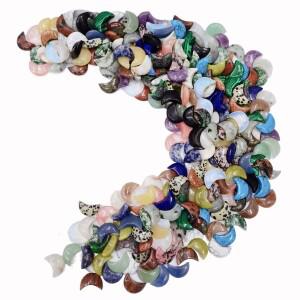 18mm 새겨진 달 천연 마노 스톤 미네랄 크리스탈 석영 차크라 락 레이키 치유 홈 룸 장식 보석 만들기