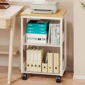 책상밑 선반 트롤리 이동식 정리함 스틸 바퀴달린 수납카트 책꽂이 화이트 북카트