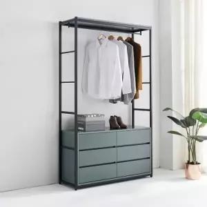 가구산책 그레이 3단서랍 철제선반 행거시스템 B4126