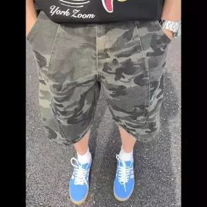 크리링 남성 남친 청반바지 사막 카무플라주 반바지 여름 빈티지 벌목 바지 전술 스트레이트 데님 5부 KKE2