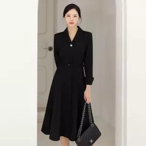 ~XXL까지 포카인 카라 큐빅버튼 벨트 원피스 봄 가을 오피스룩 하객룩 데이트룩 모임룩 미시룩 빅사이즈123