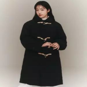 LEE 착장 패딩 더플 코트 블랙