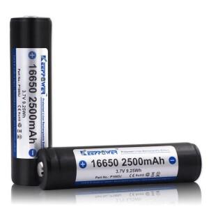 1-2개 KeepPower 16650 3.7V 2500mAh 손전등용 보호 충전식 리튬 이온 배터리