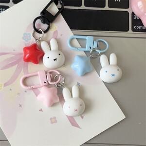 귀여운 미피 토끼 머리 작은 펜던트 인스타일 키체인 백팩 자동차 장식 생일 크리스마스 선물