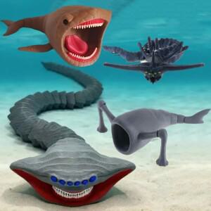 1/4pc 3D 프린팅 바다 먹는 괴물 블루프 그란 마자 액션 피규어 모델 장난감 인형 크리스마스  가동식 심해