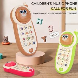 귀여운 곰돌이  전화기 장난감 음악 소리 수면 시뮬레이션  조명 포함 교육용