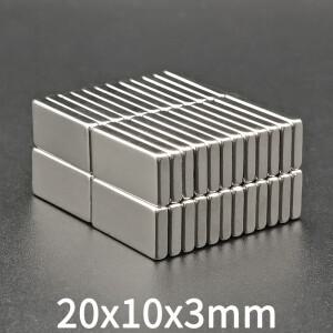10/20개 20x10x3mm 블록 직사각형 자석 X 초강력 영구 냉장고, DIY용