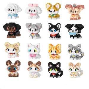 작은 개 고양이 귀여운 애완 동물 블록 장난감 모델 시리즈 장식품,  미니어처 벽돌, 18 가지 스타일