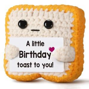 미니 재미있고 긍정적인 에너지의 크로셰 토스트 인형 1개, 발렌타인데이/생일 선물, 남녀 모두에게 적합,
