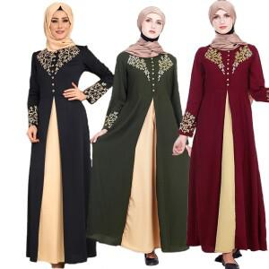 두바이 이슬람 의류 Kaftan 아랍어 로브 인쇄 드레스 긴 소매 Abayas 여성 터키어 Eid 무바라크 우아한 가