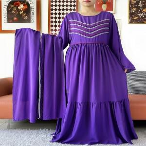 2026 신상 솔리드 코튼 아바야 카슈카 드레스 아프리카 여성 전통 이슬람 터키 무슬림 루즈핏 로브 라마단