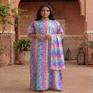 여성 패션 아프리카 프린트 실크 카프탄 롱 히잡 숄 오버사이즈 무슬림 드레스 우아한 쿠웨이트 아바야