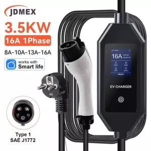 가정용전기차충전기 JDMEX 35KW 16A SAE J1772 EV 충전기 휴대용 5M 케이블 1 EVSE 앱 제어 8A-10A-13A-16A
