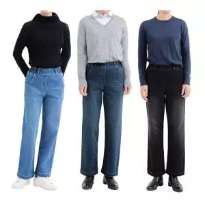 마리끌레르 여성 기모 밴딩 청바지 여자 겨울 방한용 따뜻한 데님 팬츠 스트레이트핏 1169272