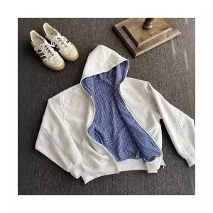 남자 댄디 집업 가디건 양면 체크 후드 봄 가을 빈티지 카디건 SPO마켓3