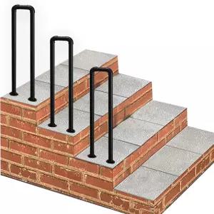 야외 스텝 일 1단계 전환 금속 매트 블랙 원철 딜 데크 가든 테라스 발코니 계단 난간 피켓 외부 100cm