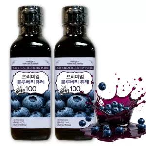 블루베리 퓨레 100% 고함량 안토시아닌 착즙 주스 퓨레 250ml x2병