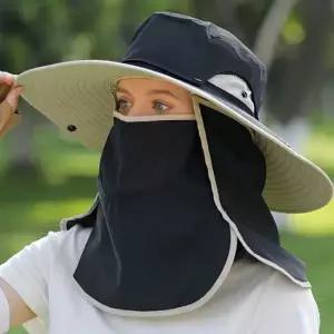 와이드 챙모자 햇빛차단 메쉬 피부보호 탈부착 마스크