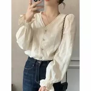 [하프클럽/샵앤]여성 청순핏 여리핏 퍼프소매 레이스 블라우스 WON-WBL-WED3DB2