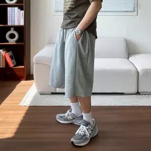 [쿼터]남자 버뮤다팬츠 사이드 절개 핀턱 7부 밴딩 여름 트레이닝 반바지