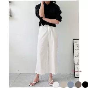 여자 팬츠 통바지 린넨 간절기 9부 심플 일자 캐주얼bcd128