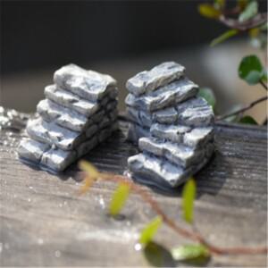 회색 돌 단계 경로 계단 미니어처 요정 정원 홈 주택 장식 미니 공예 마이크로 조경 장식 DIY 액세서리