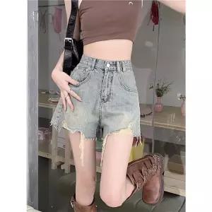 바지 빈티지 여름 A라인 하이웨스트 찢청 여자청반바지 핫 와이드 청반바지 원템2