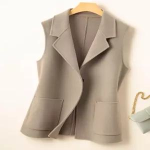 봄 가을 울 여성용 모직조끼코트 롱조끼 재킷 민소매