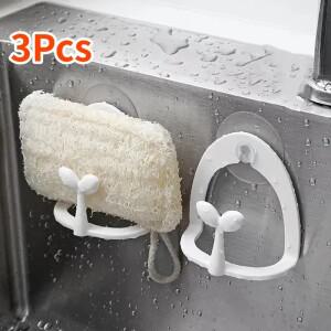 다기능 주방 싱크대 정리함 흡입 컵 스폰지 거치대 수세미 패드 보관 랙 후크 가정 호환