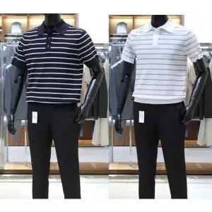 바쏘 homme 25 NEW 써머 Cool 코튼 마린 스트라이프 데일리 카라니트2종 다크네이비,화이트 1209005