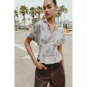 ZARA SHORTS Z1975 MOM FIT - 브라운