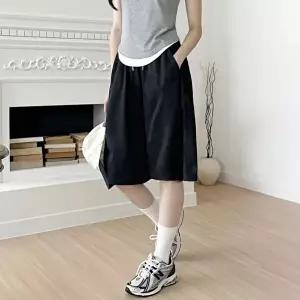 와이드 여성 시원한 스트레치 7부 데일리 여유핏 반바지 사이드턱 버뮤다 팬츠