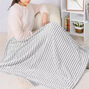 행운군 체크 극세사 무릎담요 카페담요 그레이 캠핑블랭킷