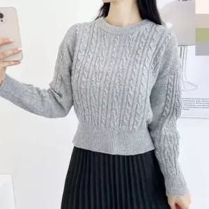 여성 런던 케이블 꽈베기 니트 간절기 니트 티셔츠