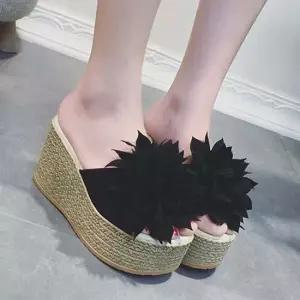 여성스러운 웨지 슬리퍼 뮬슈즈 사무실 통굽 실내화 통굽슬리퍼 외출슬리퍼