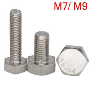 M7 M9 1mm 1.25mm 미세 나사 피치 10-100mm 304 스테인레스 스틸 DIN933 외부 육각 머리 캡 볼트
